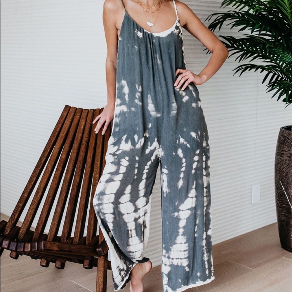 Vici gray tie dye jumpsuit